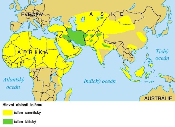 MUSLIMOVÉ 1,57 aţ 1,65 miliardy Sunnismus (83 %muslimŧ), Šíismus