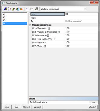 Vytvoríme si štvrtú kombináciu K4. Postup opakujeme. Po potvrdení dostávame takéto okno: Označíme Zavrieť. Obr.