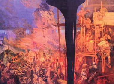 Alfons Mucha: Obrana Sigeta Nikole Zrinskog, iz ciklusa Slavenska epopeja Jan Zrinský bio je više promatrač nego aktivni sudionik događanja, objekt, a ne subjekt povijesti za razliku od slavnog oca.