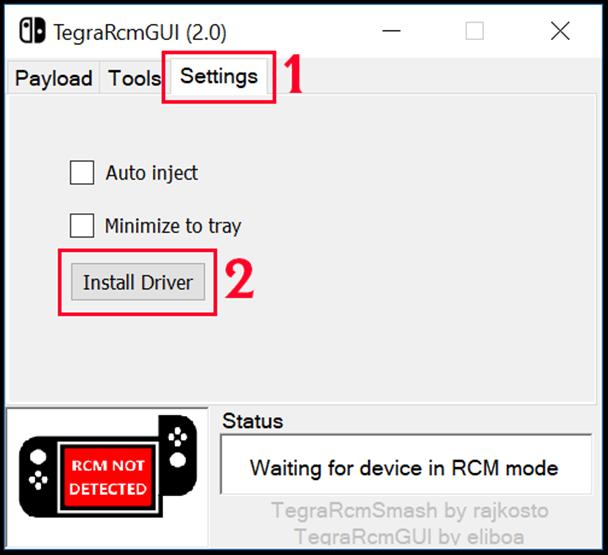 Načtení SX OS Pomocí rozbalovacího programu extrahujte TegraRcmGUI Portable do složky na plochu a zkopírujte SX Loader (payload.