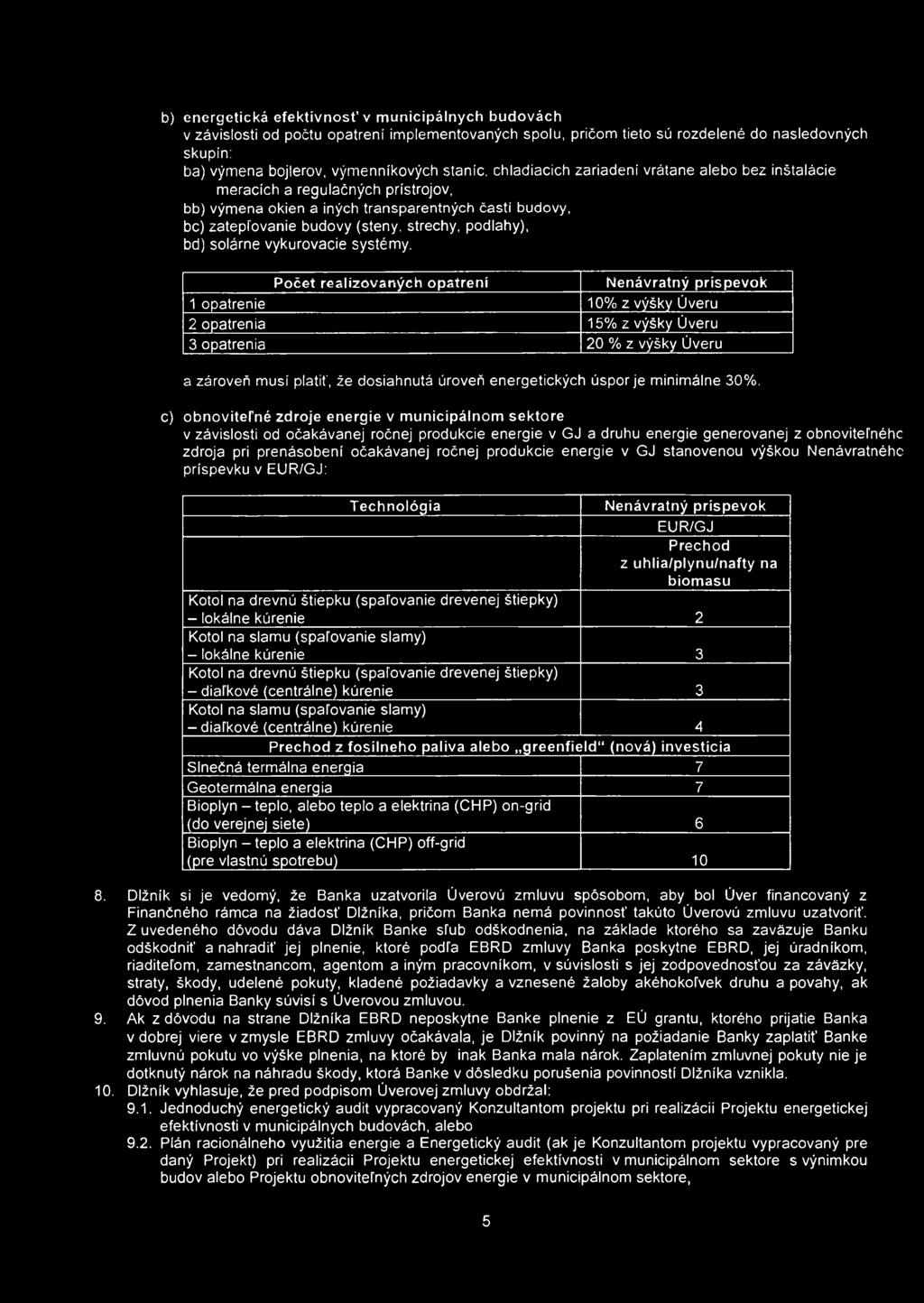 b) energetická efektívnosť v municipálnych budovách v závislosti od počtu opatrení implementovaných spolu, pričom tieto sú rozdelené do nasledovných skupín: ba) výmena bojlerov, výmenníkových staníc,