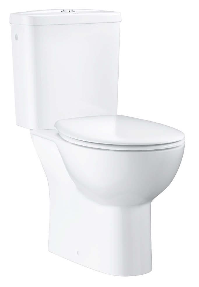 BAU CERAMIC 39 346 000 Kompletní sada WC a nádrže: Záchodová mísa bez okrajového splachovacího kruhu (rimless), spodní odpad (39 429 000),