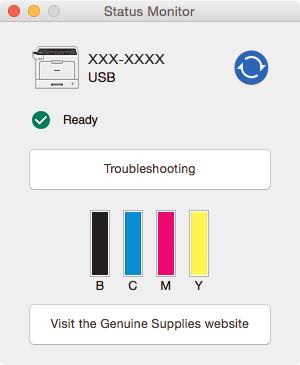 Domů > Tisk > Tisk z počítače (Macintosh) > Monitorování stavu přístroje z počítače (Macintosh) Monitorování stavu přístroje z počítače (Macintosh) Nástroj Status Monitor je konfigurovatelný