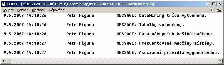 Logování procesu dolování znalostí Pro zptné zobrazení prbhu dolovacího procesu byla vytvoena tída "clog" (viz obr. 2).