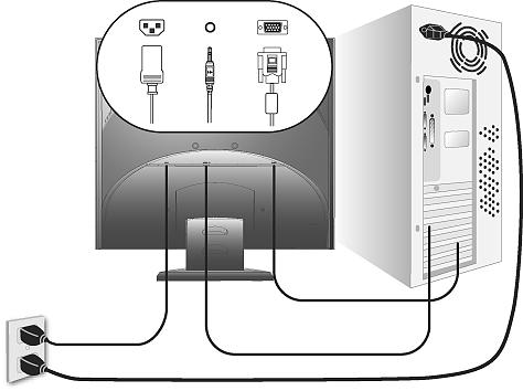 Rychlá instalace 1. Připojení napájecího kabelu a adaptéru AC/DC 2. Připojení videokabelu Zkontrolujte, zda jsou monitor LCD a počítač VYPNUTÉ. V případě potřeby odmontujte kryty zadního panelu.