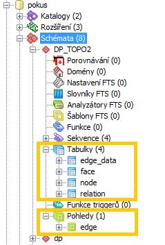 3. POSTGIS Obr. 3.20: Ukázka vytvořených topologických tabulek UPDATE ku SET topo = topology.totopogeom(geom, dp_topo,1,0.005); UPDATE body SET topo = topology.