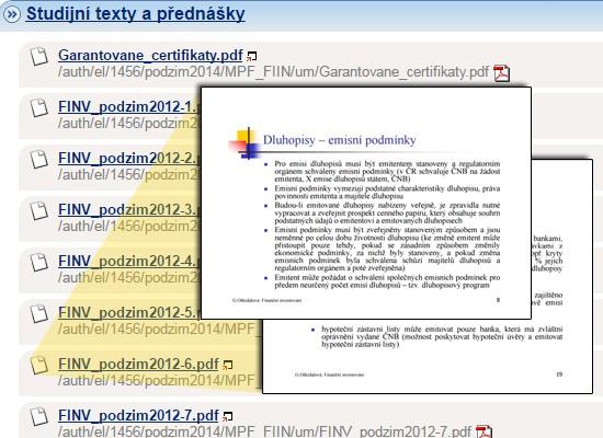 slouží k přihlašování studentů na jednotlivé vyhlášené akce Náhledy e-learningu Interaktivní osnova slouží jako přehledný rozcestník materiálů v předmětu Pomocí rozpisů témat se