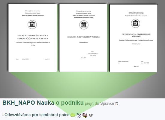 studentům studijní text, a informace podstatné pro organizaci kurzu Rozpisy témat slouží v předmětu k efektivnímu a přehlednému rozdělení témat seminárních prací mezi studenty