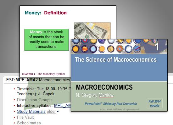 Macroeconomics 2 Ing Ondřej Krčál, PhD http://elportalcz/katalog/esf/mpe_ama2 E-learning je v předmětu zastoupen studijními materiály,