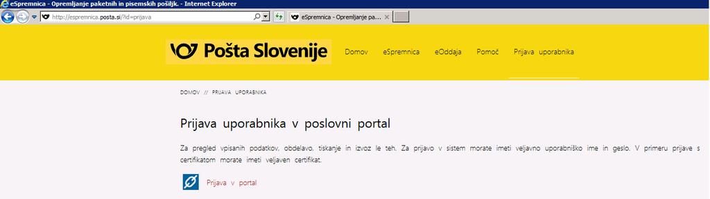 1. UVOD Aplikacija espremnica (v nadaljevanju: aplikacija) je namenjena sprejemu poštnih pošiljk, označevanju plačane poštnine na pošiljkah ter izpisovanju sprejemne in spremljajoče dokumentacije.