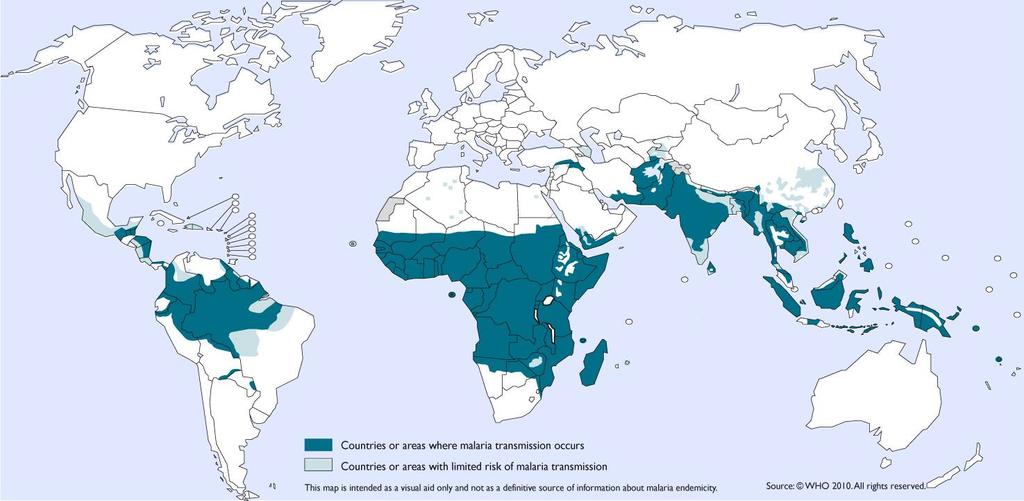 Současné rozšíření malárie mapa WHO 2017 90 % případů 91 % úmrtí Úmrtí 4leté