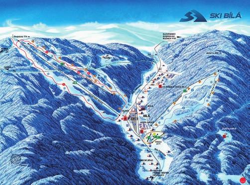 Horská střediska Ski areál Bílá OBŘÍ SLALOM SKIALPY VÝUKA MINIPARK LEDOLEZECTVÍ SKICROSS SNOWBOARD SKIALPY SPRINT 11:30 Skialpinismus Sjezdovka Sever Modrá Volné sportování základní technika