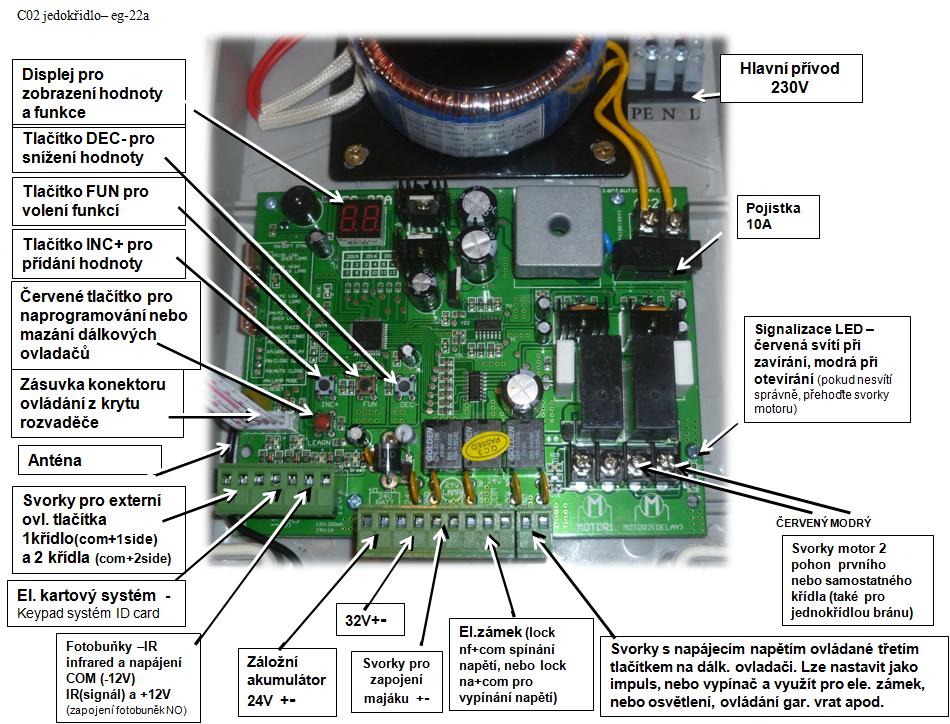 Uvedení do provozu a nastavení. Po přivedení přívodního napětí 230V se ozve signál a modrá LED se rozsvítí - jednotka připravena k provozu. Základní nastavení je již provedeno od dodavatele.