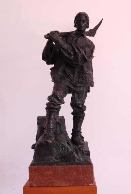76. Josef Drahoňovský (1877 1977) Kopáč bronz, 1914, v. 67 cm, vzadu značeno J. Drahoňovský, práce jednoho z předních českých sochařů počátku 20.