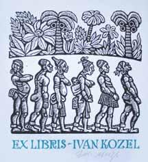 Zdeněk Mézl (1934 2016) Ex libris Ing. Kratochvíl dřevoryt, 8,5 x 8 cm, sign.