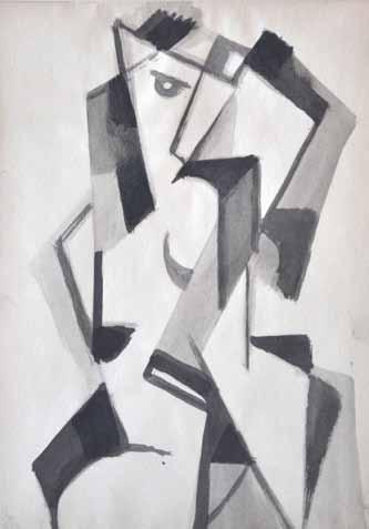 8. Vlastimil Beneš (1919 1981) Žena lavírovaná tuš, 1947, 27 x 20 cm, rám, vzadu