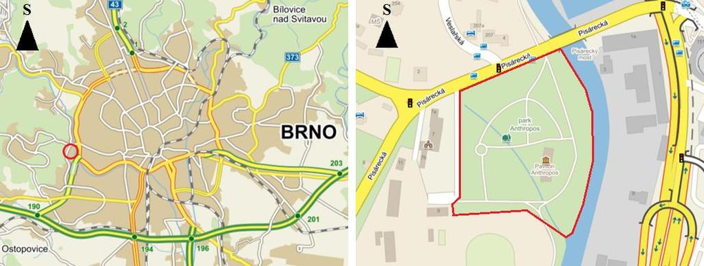 4 CHARAKTERISTIKA ÚZEMÍ Území, kde bylo provedeno zhodnocení dřevin je lokalizováno v Jihomoravském kraji, v katastru města Brna, v městské části Brno-střed.