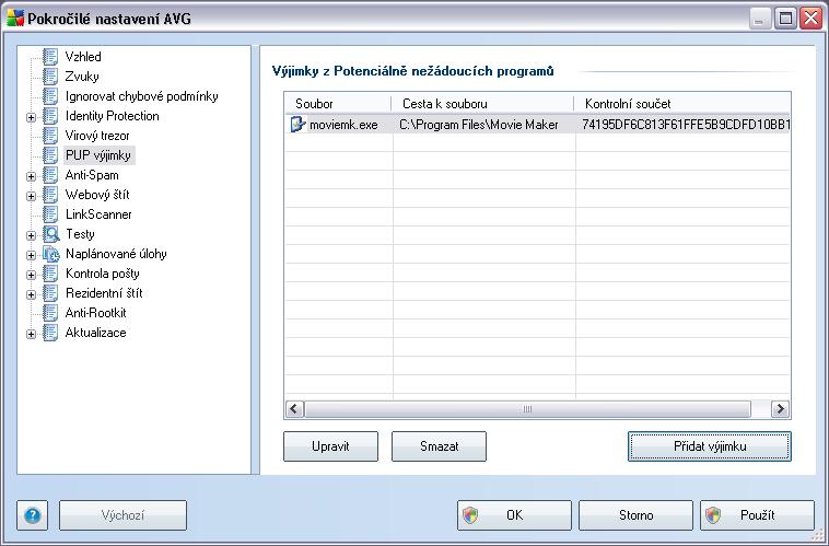 9.5. PUP výjimky AVG 9 Anti-Virus má schopnost analyzovat spustitelné programy, případně DLL knihovny, a určit, které z nich by mohly být nežádoucí (např. spyware).