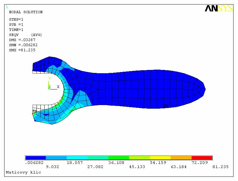 Zobrazení průběhu ekvivalentního napětí Von Mises ANSYS Main Menu > General Postproc > Plot Results > Contour Plot > Nodal Solu Objeví se okno jako na Obr. 21, zadat dle obrázku, OK.