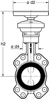 Obrázky variant Ručně ovládaná armatura Ovládání přes ruční pákou LP - DN 20-250 Ovládání přes ruční pákou LP DN l2 h2 d4 [kg] 1) 20 165 153 60 1,0 25 165 156 60 1,1 32 165 160 60 1,4 40 165 178 60