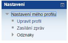 6. Profil editace osobních údajů Údaje o své osobě můžete doplnit nebo opravit ve svém osobním profilu menu Nastavení a pravit profil.