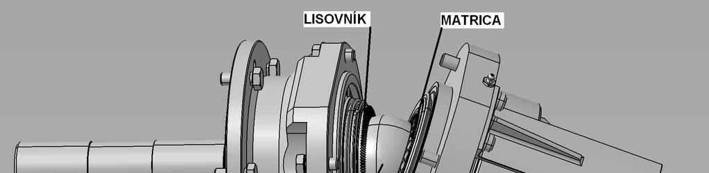 Guľa polohovaná v priesečníku osí rotačných nástrojov je taktiež unášaná a spolu s matricou a lisovníkom ohraničuje rotačnú časť lisovacieho priestoru.