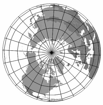 Gallovo (obecné Aitovovo Azimutální Gnómonická (promítání přes střed PŘEHLED ZOBRAZENÍ poledníky a ortodromy jako přímky rovnoběžky - kuželosečky nelze zobrazit rovník zkreslení od pólů k rovníku
