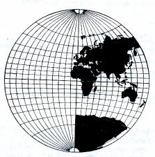 obraz rovníku přímkový a délkojevný obraz střed.