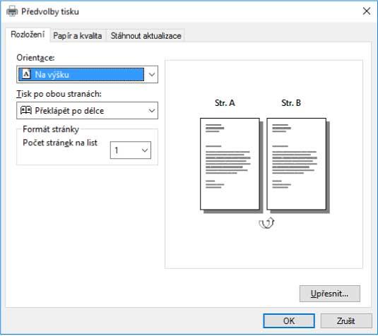 Řešení potíží Zobrazí se standardní obrazovka nastavení tisku systému Windows Obrazovka nastavení tisku ovladače se i po instalaci ovladače nemusí zobrazovat a místo toho se zobrazuje standardní