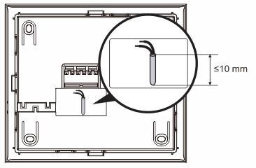 Zapojení Upevněte zadní část přístroje a propojte ji podle obrázku. Izolovaná část na konci kabelu nesmí být delší než 10 mm.