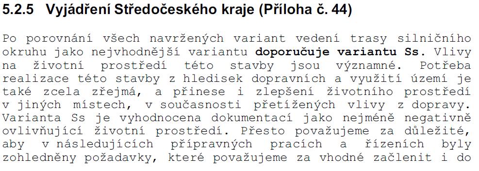 Středočeský kraj doporučuje variantu Ss Středočeský kraj Ministerstvo zemědělství, odbor lesů