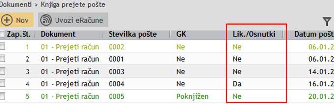 2. Omogočen ponovni prenos iz»prejeta e-pošta«v»knjiga prejete pošte«v kolikor se zapis v knjigi prejete pošte generira iz prejete e-pošte in da se zapis v prejeti pošti zbriše, je omogočeno ponovno