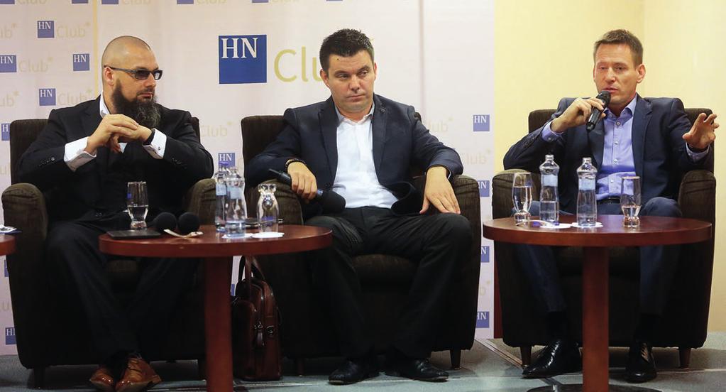 Realita alebo fikcia: družstvá ako budúcnosť biznisu Zľava moderátor Peter Kapitán a účastníci Daniel J. Kratky, Tomáš Kukučka a Rastislav Klembara.