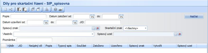 Ddatek k manuálu verze 1.30 Na frmuláři Díly ve spisvně, jsu v řádkvém zbrazení, zbrazeny tyt slupce: Výběr: JID: je mžné prvést hrmadný výběr a předání dílů d spisvny.