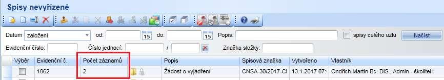 Ddatek k manuálu verze 1.30 Na uvedených frmulářích dále přibyl slupec Pčet záznamů, viz br.