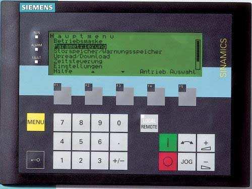 Komponenty rodiny SINAMICS Advanced Operator Panel: AOP30 (volitelný) Integrované rozhraní RS232 a RS485 (přednostně RS485) Navrženo pro zabudování
