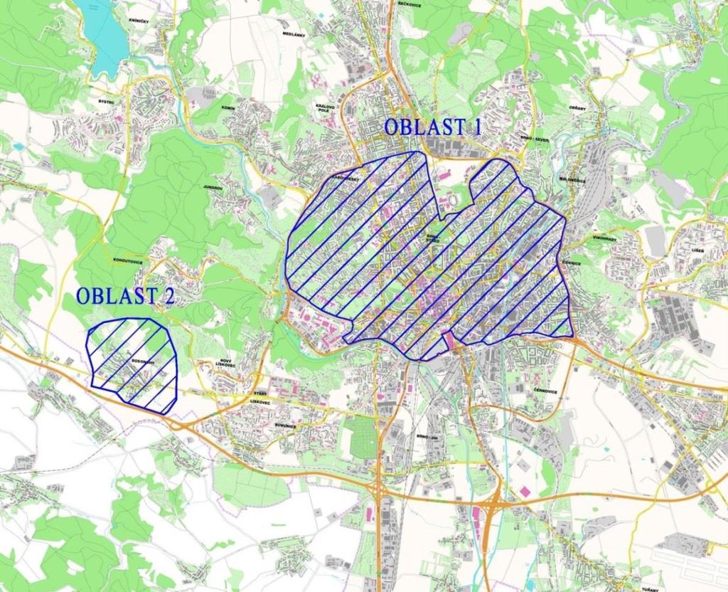 (strana 11) VYMEZENÍ ÚZEMÍ PRO NEZ OBLAST 1: MČ Brno-střed, Židenice,