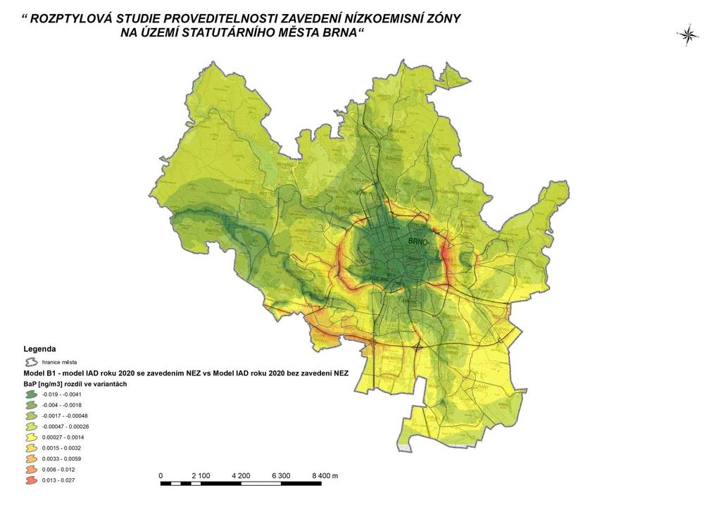 MODELY EMISÍ rozdílové mapy BaP (benzo(a)pyren) (strana 17) ROZDÍLOVÝ PENTLOGRAM - VARIANTA B 1 - POVOLENÍ VJEZDU VOZIDLŮM 4.