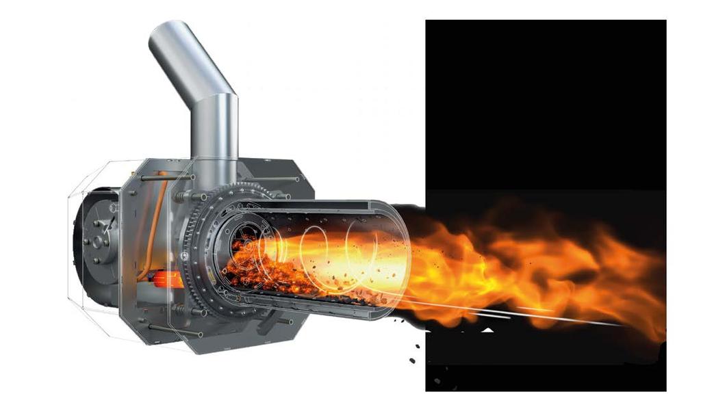 S rotačním hořákem pro spalování pelet a agropelet Zapálení zapalovací svíčka, umístěná na výstupu vzduchu z ventilátoru, zkrácení doby pro zapálení do 1 minuty Spolehlivý patentovaný způsob uložení