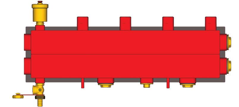 R586S Komponenty 1 S S S 7 S ontáž Rozdělovač R586S se instaluje na nástěnné konzole R588S pomocí dvou trnů se závitem 8 vyčnívající na spodní straně.
