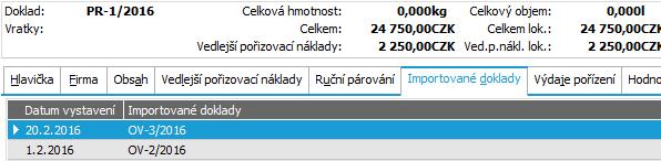 importovali do příjemky dle textu výše. Máte v záložce X- vazby uvedenu příjemku, jak je naznačeno na obrázku? Příklad záložky X- vazby. ABRA vzhled modrý. K objednávce jsou zde mj.