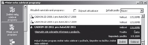 V tomto dialogu je možno vybrat asociování souborů typu DWG (formát výkresu AutoCADu) s CADKONem-2D - při dvojkliknutí myši (nebo označení a stisknutí Enter) např.