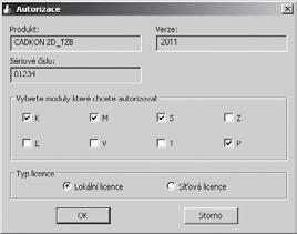 Na provedení autorizace máte 30 dní, během kterých můžete CADKON-2D používat. Po skončení této doby nelze již spustit funkce CADKONu. 4.