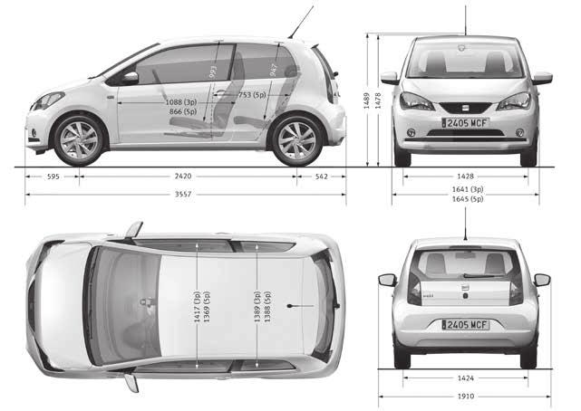 200 x 40 Rozměry Objem zavazadlového prostoru (l) 251 Objem palivové nádrže (l) 35 35 (12 kg CNG) Hmotnosti Pohotovostní hmotnost (kg) 929 929 932 1031 Nejvyšší pov.