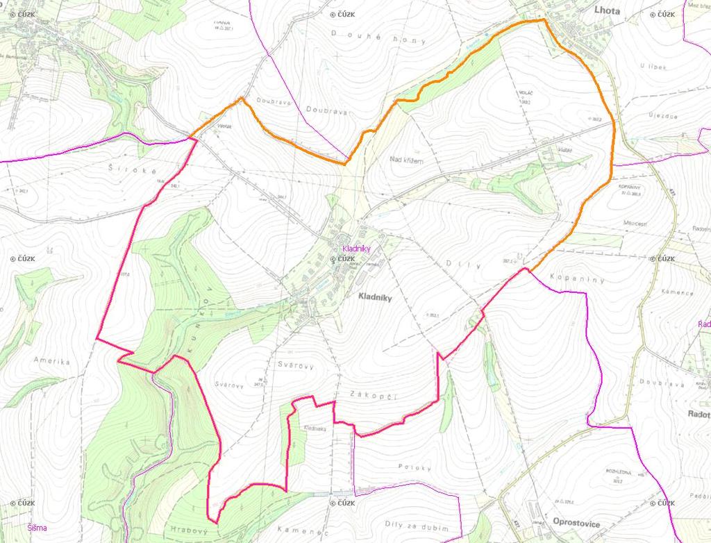 A. NÁZEV OBCE Název části obce (ZSJ): Kladníky Mapa A: Území obce Přehledová mapka Kód