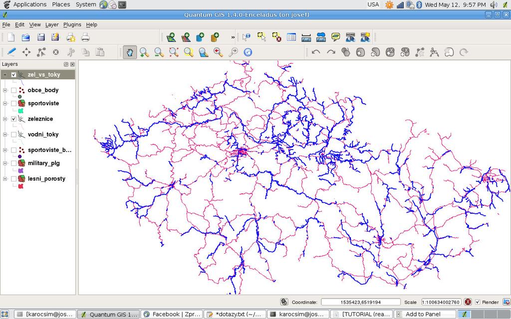 Zobrazení v QGISu: 5.2.3 Kolik vodních toků v ČR protéká lesem? SELECT COUNT(DISTINCT vodni_toky.osm_id) FROM e10.vodni_toky AS vodni_toky JOIN f10.lesni_porosty AS porosty ON ST_Intersects(porosty.