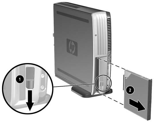 Vyjmutí jednotky ze slotu MultiBay 1. Vyjměte z jednotky všechna vyměnitelná média, například disk CD-ROM. 2.