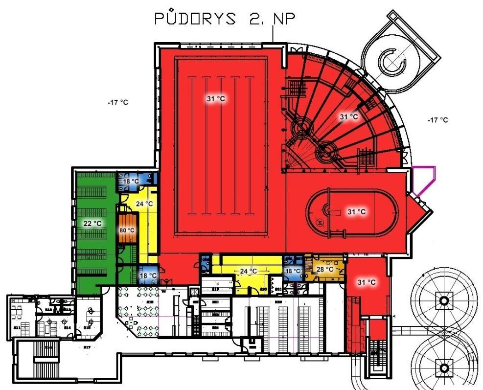 2.2 TEPELNÉ BILANCE Tepená ztráta podlahy není uvažována, zdůvody pokrytí podlahovým vytápěním.