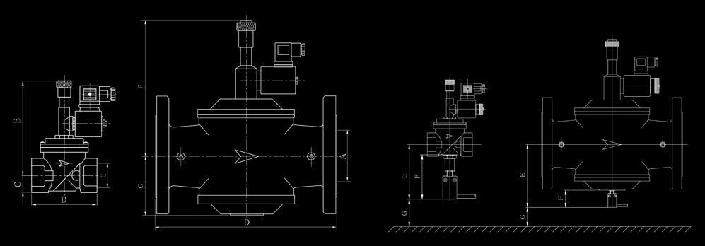 W-EVH,/L,/PL, /P ZÁSTAVBOVÉ ROZMĚRY / ASSEMBLING DIMENSIONS S mikrospínači / With micro switches Typ Type 5 kpa (,5 bar) 6 kpa (6 bar) A (DN) B C D E F G Hmotnost Weight (kg) EVHNC 115.