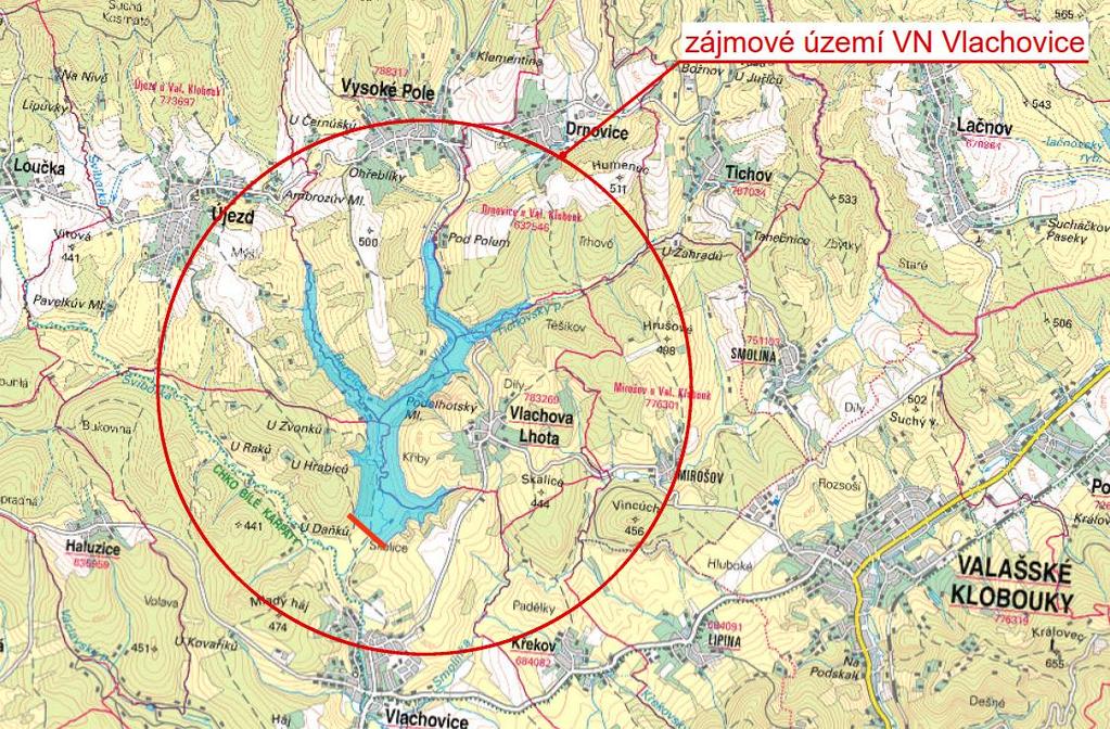 3 INFORMACE O VD VLACHOVICE 3.1 Umístění VD Zvažované VD Vlachovice má být umístěno na toku Vlára, č. hydrologického pořadí 4-21 - 08 0520.
